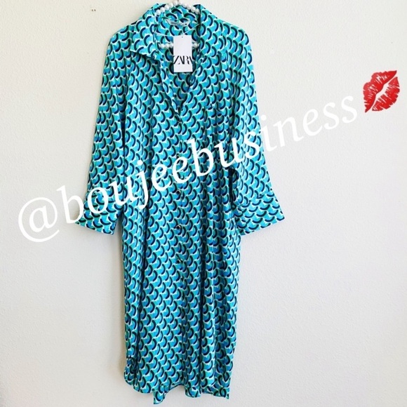 ZARA BNWT Geometric Print Shirt Dress - Picture 5 of 5